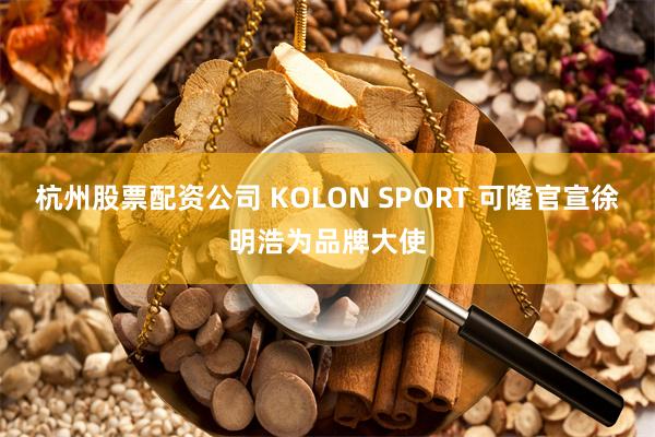 杭州股票配资公司 KOLON SPORT 可隆官宣徐明浩为品牌大使