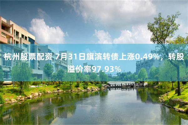 杭州股票配资 7月31日旗滨转债上涨0.49%，转股溢价率97.93%