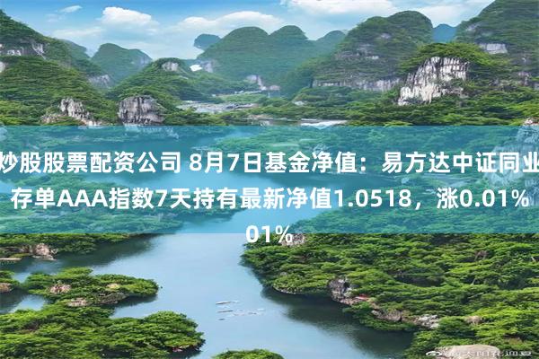 炒股股票配资公司 8月7日基金净值：易方达中证同业存单AAA指数7天持有最新净值1.0518，涨0.01%