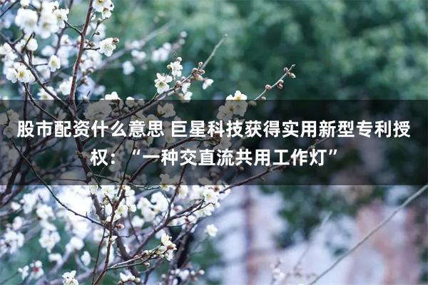 股市配资什么意思 巨星科技获得实用新型专利授权：“一种交直流共用工作灯”