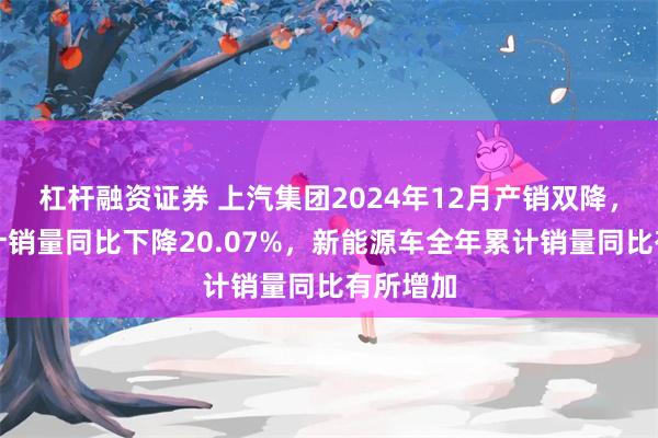 杠杆融资证券 上汽集团2024年12月产销双降，全年累计销量同比下降20.07%，新能源车全年累计销量同比有所增加